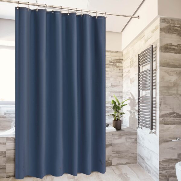 Navy Shower Curtain Liner - Premium PEVA Shower Liner for Bathroom, BPA & PVC Free, No Chemical Smell, Lightweight Standard Size Bath Curtain with 3 Magnets, Metal Grommets - Navy Blue - Image 2