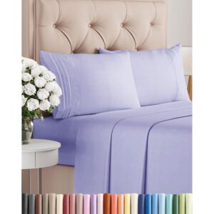 Cal King Size 4 Piece Sheet Set - Comfy Breathable & Cooling Bed Sheets Set - Hotel Luxury Bedding for Women, Men, Kids, Teens, Boys & Girls - Deep Pockets, Soft, Wrinkle Free - Oeko-Tex - Lavender