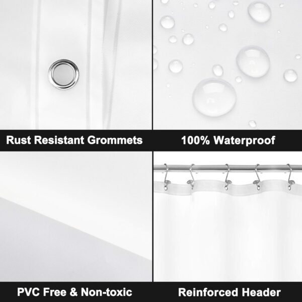 Barossa Design Frosted Stall Shower Curtain Liner with 3 Magnets - 36" x 72", Waterproof PEVA Shower Liner for Small Bathroom Stall, PVC Free, Metal Grommets - Frost, 36X72 - Image 4