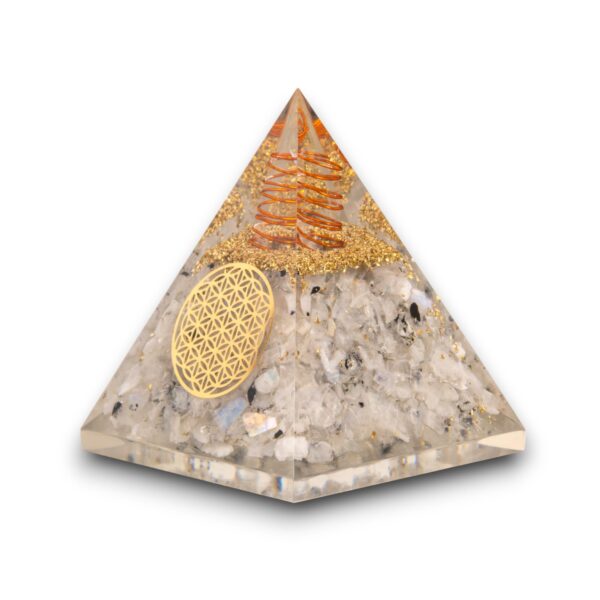 Agate Mart Orgonite Pyramids featuring Moonstone and Black Tourmaline Pendant - Emitting Vibrant Energy Pyramid for Anti-stress - Calmness – Growth – Strength – Healing Crystal Gemstone - Image 3