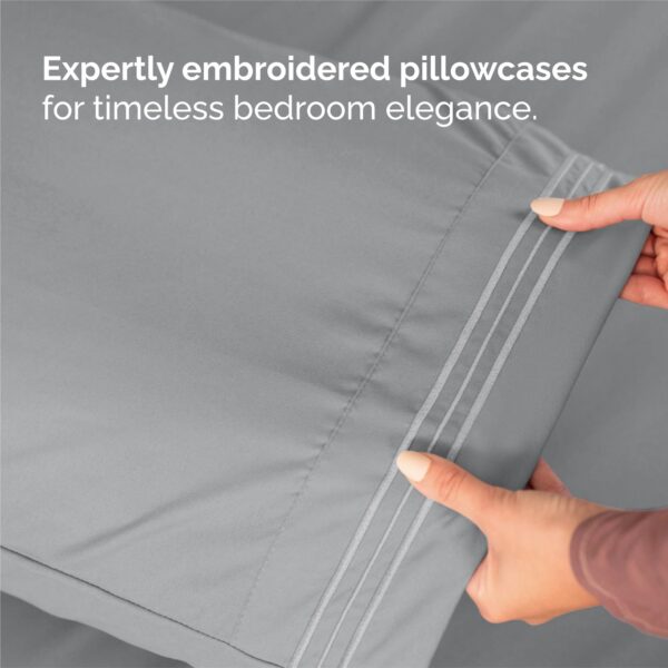 Split King Size 5 Piece Sheet Set - Comfy Breathable & Cooling Bed Sheets Set - Hotel Luxury Bedding for Women, Men, Kids, Teens, Boys & Girls - Deep Pockets and Wrinkle Free - Oeko-Tex - Steel Blue - Image 6