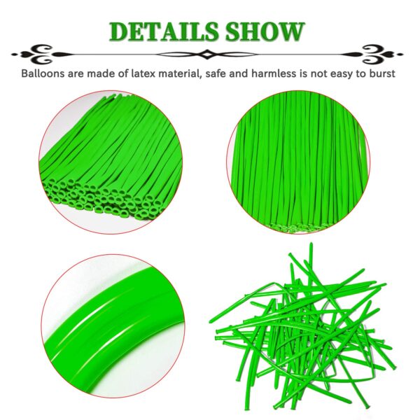 ZBYDNG Green 260 Long Thickening Balloons for Tying Balloon Arch, Twisting Latex Animals Magic Modeling Skinny Birthday Balloons for Kid‘s Party Wedding Decoartion 100pcs - Image 2