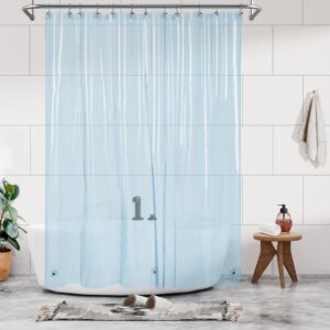Barossa Design Clear Blue Long Shower Curtain Liner 78" Height - 3 Magnets & Waterproof Lightweight PEVA Shower Liner for Bath Tub, PVC Free, Metal Grommets, Clear Blue, 72x78
