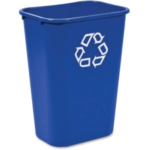 Rubbermaid Commercial Products Deskside Recycling Can, 10.25-Gallon/41-Quart, Blue Recycling Symbol, Plastic, for Bedroom/Bathroom/Office/Under Desk/Sink, Pack of 12