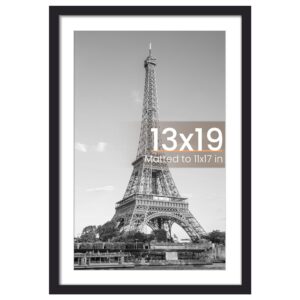 upsimples 13x19 Picture Frame, Display Pictures 11x17 with Mat or 13 x 19 Without, Wall Hanging Poster Frames, Black, 1 Pack