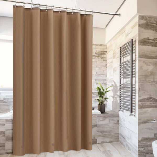 Barossa Design Brown Shower Curtain Liner - Premium PEVA, BPA & PVC Free, No Chemical Smell, Lightweight Standard Size Shower Curtain with 3 Magnets, Metal Grommets - Brown - Image 2