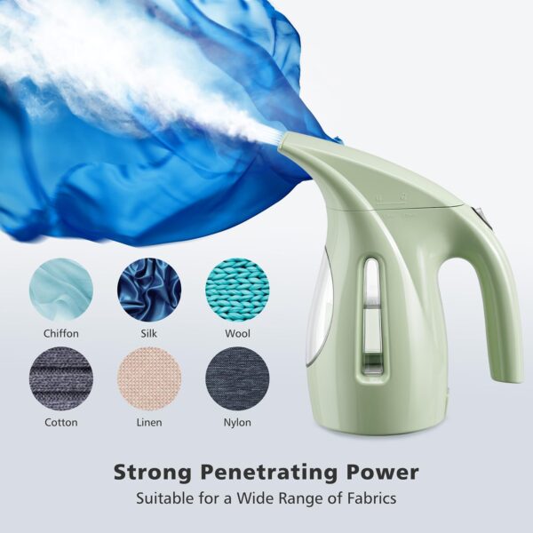 HiLIFE Steamer for Clothes, Portable Handheld Design, 240ml Big Capacity, 700W, Strong Penetrating Steam, Removes Wrinkle, for Home, Office and Travel(ONLY FOR 120V)(Green) - Image 4