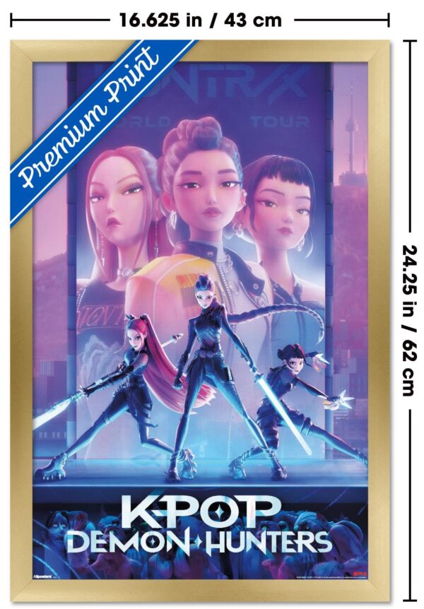 Trends International Netflix KPop Demon Hunters (2025) - One Sheet Wall Poster, 22.4L x 14.7W, Gold Framed Version - Image 3