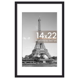 upsimples 14x22 Picture Frame, Display Pictures 11x17 with Mat or 14 x 22 Without, Wall Hanging Newspaper Frames, Black, 1 Pack