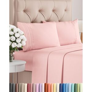 King Size 4 Piece Sheet Set - Comfy Breathable & Cooling Bed Sheets Set - Hotel Luxury Bedding for Women, Men, Kids, Teens, Boys & Girls - Deep Pockets, Ultra-Soft, Wrinkle Free - Oeko-Tex - Baby Pink