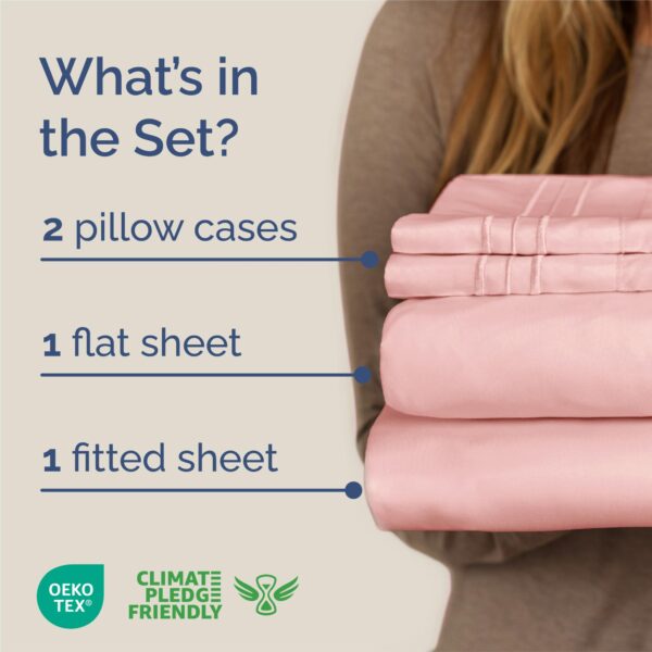 King Size 4 Piece Sheet Set - Comfy Breathable & Cooling Bed Sheets Set - Hotel Luxury Bedding for Women, Men, Kids, Teens, Boys & Girls - Deep Pockets, Ultra-Soft, Wrinkle Free - Oeko-Tex - Baby Pink - Image 2