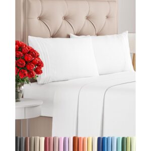 Full Size 4 Piece Sheet Set - Comfy Breathable & Cooling Bed Sheets Set - Hotel Luxury Bedding for Women, Men, Kids, Teens, Boys & Girls - Deep Pockets, Ultra-Soft and Wrinkle Free - Oeko-Tex - White