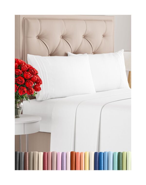 Full Size 4 Piece Sheet Set - Comfy Breathable & Cooling Bed Sheets Set - Hotel Luxury Bedding for Women, Men, Kids, Teens, Boys & Girls - Deep Pockets, Ultra-Soft and Wrinkle Free - Oeko-Tex - White