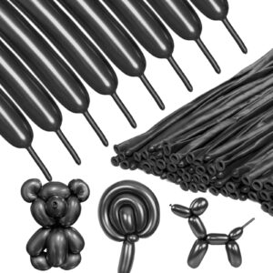 ZBYDNG Metallic Black Long Balloons Premium 260 Twisting Animals Magic Balloons for Birthday Kids Wedding Party Supply 100pcs