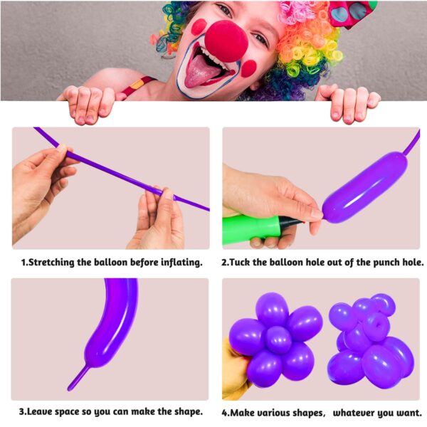 ZBYDNG Purple 260 Long Skinny Twisting Animal Balloons, Rainbow Balloons for Animal Shapes Carnival Festival Party Supplies 100pcs - Image 5