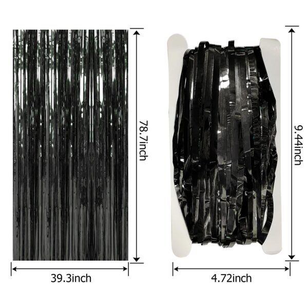 20 Pack Foil Curtain Backdrop Black Metallic Tinsel Foil Fringe Curtains Photo Booth Props for Birthday Wedding Engagement Baby Shower Bachelorette Christmas Holiday Celebration Party Decorations - Image 7