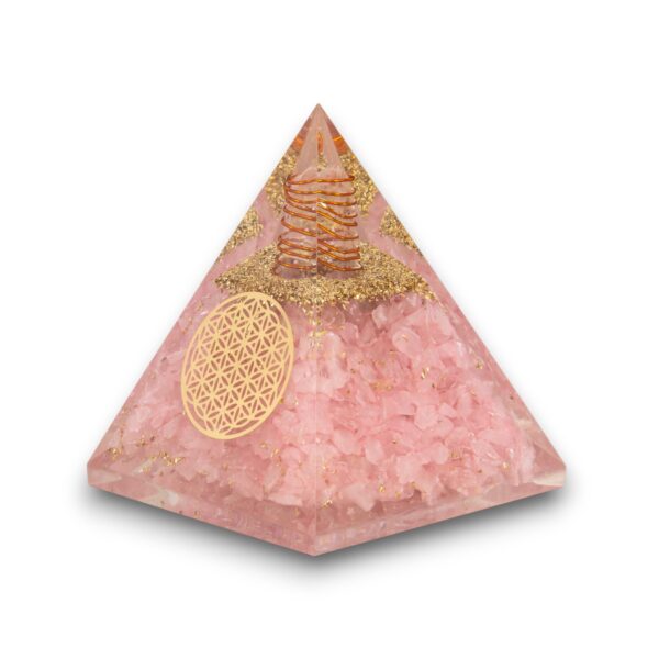 Agate Mart Rose Quartz Pyramid - Healing Crystals for Success - Amplify Meditation with Orgonite Energy, Includes Black Tourmaline Pendant - Image 2