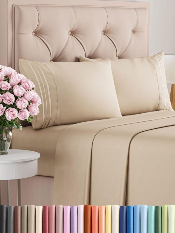 King Size 4 Piece Sheet Set - Comfy Breathable & Cooling Bed Sheets Set - Hotel Luxury Bedding for Women, Men, Kids & Teens - Deep Pockets, Easy Secure Fit, Soft and Wrinkle Free - Oeko-Tex - Cream