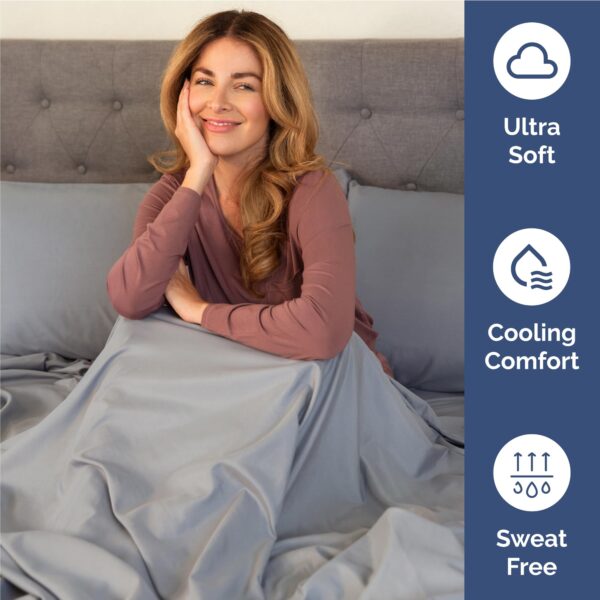 Full Size 4 Piece Sheet Set - Comfy Breathable & Cooling Bed Sheets Set - Hotel Luxury Bedding for Women, Men, Kids, Teens, Boys & Girls - Deep Pockets, Soft and Wrinkle Free - Oeko-Tex - Steel Blue - Image 4