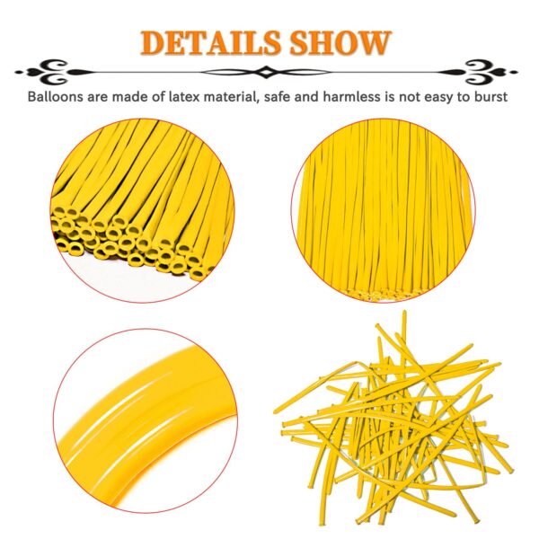 ZBYDNG Yellow 260 Long Skinny Twisting Animal Balloons, Rainbow Balloons for Animal Shapes Carnival Festival Party Supplies 100pcs - Image 2