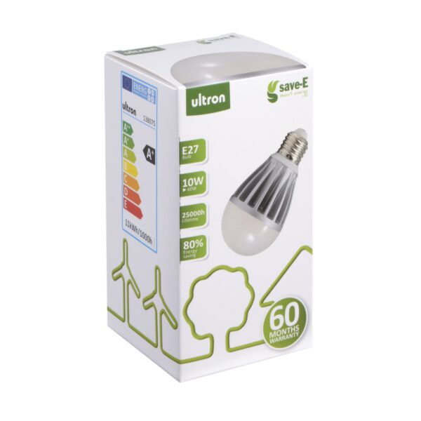 Ultron LED Save E, Glass, Warm White, E27, 60 wattsW - Image 2