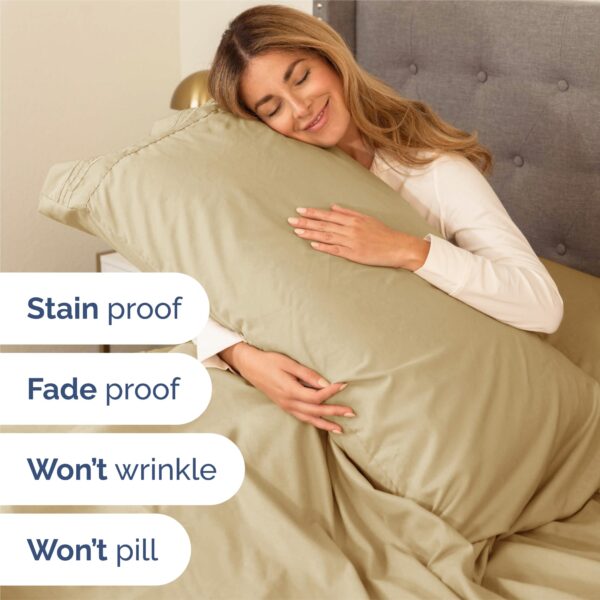 Split King Size 5 Piece Sheet Set - Comfy Breathable & Cooling Bed Sheets Set - Hotel Luxury Bedding for Women, Men, Kids, Teens, Boys & Girls - Deep Pockets, Soft and Wrinkle Free - Oeko-Tex - Beige - Image 5