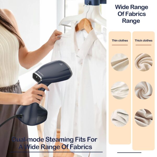 BEAUTURAL Handheld Garment Steamer for Clothes, Handheld steamer with Foldable Design, Easy to Remove Wrinkles, 1500W, 25-Second Fast Heat up, 2 Steam Level Setting with Continuous Steaming - Image 5