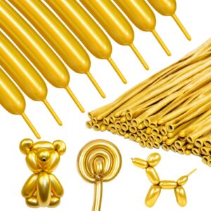 ZBYDNG Metallic Gold Long Balloons Premium 260 Twisting Animals Magic Balloons for Birthday Kids Wedding Party Supply 100pcs