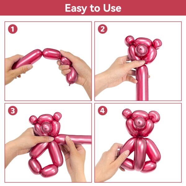 ZBYDNG Metallic Red Long Balloons Premium 260 Twisting Animals Magic Balloons for Birthday Kids Wedding Party Supply 100pcs - Image 4