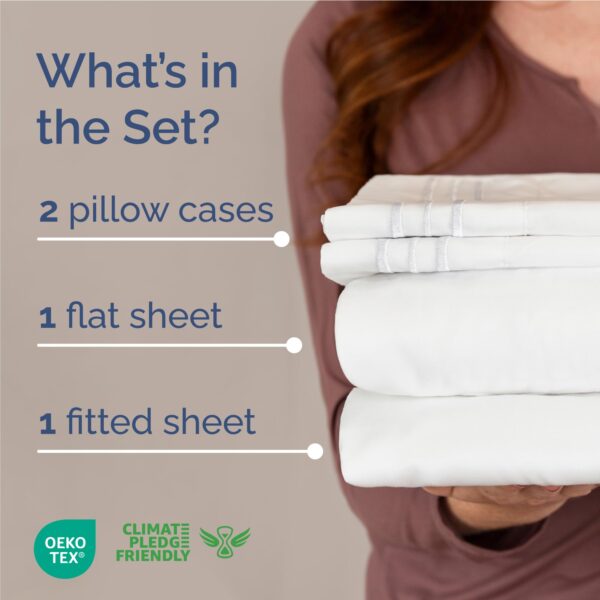 Full Size 4 Piece Sheet Set - Comfy Breathable & Cooling Bed Sheets Set - Hotel Luxury Bedding for Women, Men, Kids, Teens, Boys & Girls - Deep Pockets, Ultra-Soft and Wrinkle Free - Oeko-Tex - White - Image 2