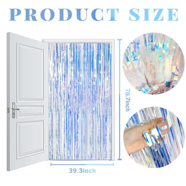 5 Pack Foil Curtain Backdrop Iridescent Metallic Tinsel Foil Fringe Curtains Photo Booth Props for Birthday Wedding Engagement Baby Shower Bachelorette Christmas Holiday Celebration Party Decorations - Image 7