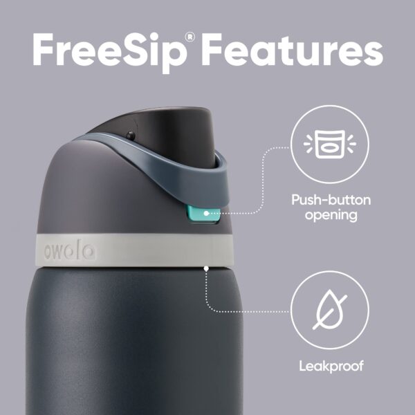Owala FreeSip Insulated Stainless Steel Water Bottle with Straw for Sports, Travel, and School BPA-Free Sports Water Bottle, 40 oz, Foggy Tide - Image 3
