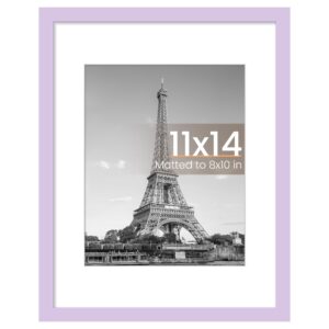 upsimples 11x14 Picture Frame, Display Pictures 8x10 with Mat or 11 x 14 Without, Wall Hanging Photo Frames, Purple, 1 Pack