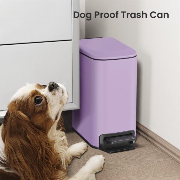 Cesun Small Bathroom Trash Can with Lid Soft Close, Step Pedal, 6 Liter / 1.6 Gallon Stainless Steel Garbage Can with Removable Inner Bucket, Anti-Fingerprint Finish (Purple) - Image 7