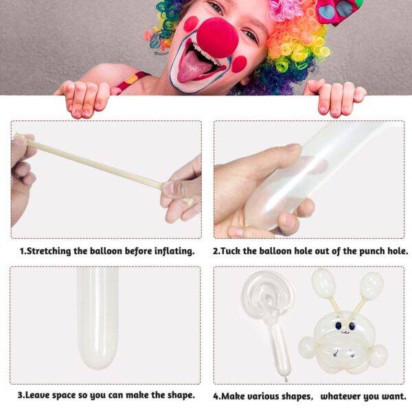 ZBYDNG 260 Balloons Clear, Thickening Long Balloons for Tying Arch, Twisting Latex Animals Magic Modeling Skinny Birthday Balloon for Kid‘s Party Wedding Decoartion Supply 100pcs - Image 5