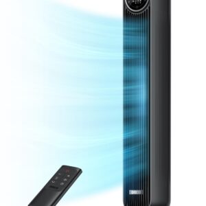 Dreo Tower Fan for Bedroom, 25ft/s Velocity Quiet Floor Fan, 90° Oscillating Fans for Indoors with 4 Speeds, 4 Modes, 8H Timer, Standing Fans, Bladeless Fan, Black, Nomad One (DR-HTF007)
