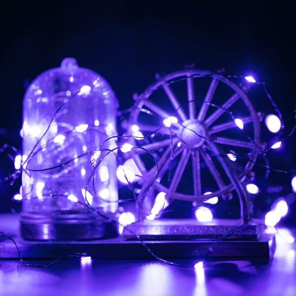 Halloween Purple Fairy String Lights: 12 Pack 7 Ft 20 LED Battery Operated Firefly Lights on Black Wire Starry Moon Lights for DIY Party Bedroom Patio - Image 3