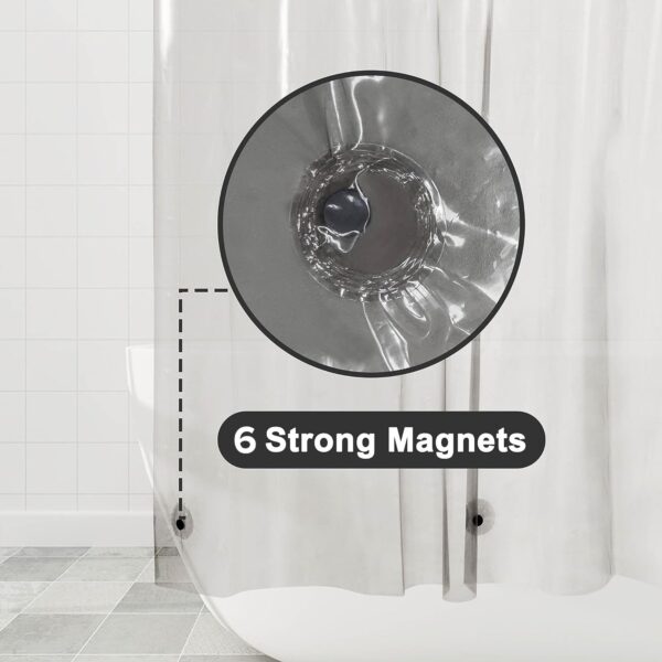 Barossa Design Clear Black Shower Curtain Liner - PEVA Heavy Duty Shower Liner with 6 Magnets and Metal Grommets, 72" x 72" Waterproof Bathroom Curtains - Black Clear - Image 4