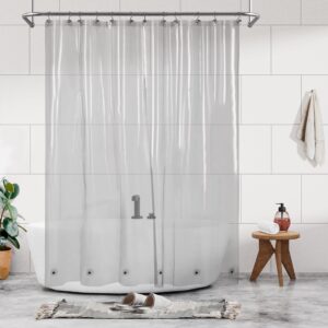 Barossa Design Clear Black Shower Curtain Liner - PEVA Heavy Duty Shower Liner with 6 Magnets and Metal Grommets, 72" x 72" Waterproof Bathroom Curtains - Black Clear