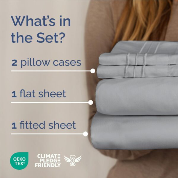 Full Size 4 Piece Sheet Set - Comfy Breathable & Cooling Bed Sheets Set - Hotel Luxury Bedding for Women, Men, Kids, Teens, Boys & Girls - Deep Pockets, Soft and Wrinkle Free - Oeko-Tex - Steel Blue - Image 2