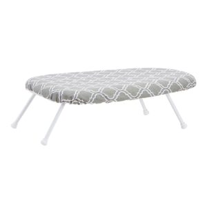 Amazon Basics Compact Tabletop Ironing Board with Folding Legs - Trellis Removable Cover, Chevron, 23.6"L x 7.1"W x 14.3"H