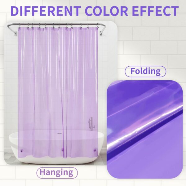 Barossa Design Clear Lavender Long Shower Curtain Liner 78" Height - 3 Magnets & Waterproof Lightweight PEVA Shower Liner for Bath Tub, PVC Free, Metal Grommets, Clear Lavender, 72x78 - Image 2