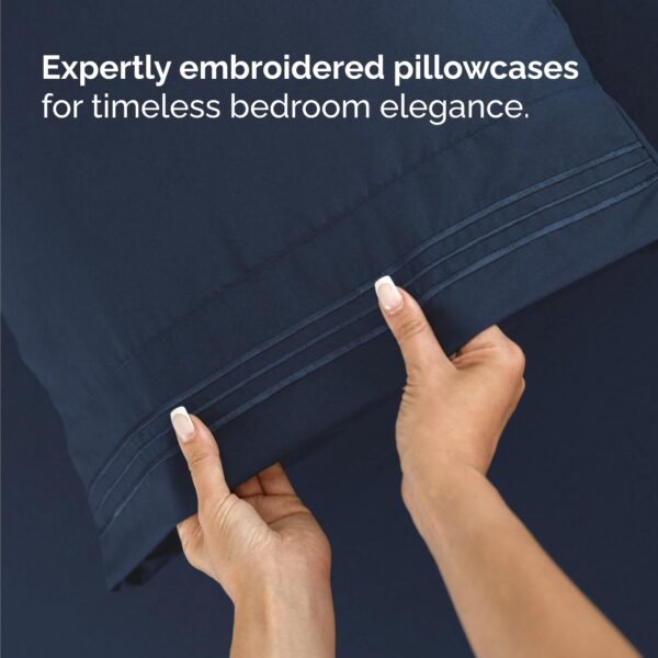 Twin Size 3 Piece Sheet Set - Comfy Breathable & Cooling Bed Sheets Set - Hotel Luxury Bedding for Women, Men, Kids, Teens, Boys & Girls - Deep Pockets, Ultra-Soft, Wrinkle Free - Oeko-Tex - Navy Blue - Image 6