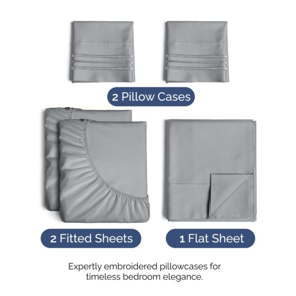 Split King Size 5 Piece Sheet Set - Comfy Breathable & Cooling Bed Sheets Set - Hotel Luxury Bedding for Women, Men, Kids, Teens, Boys & Girls - Deep Pockets and Wrinkle Free - Oeko-Tex - Steel Blue - Image 2