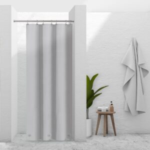Barossa Design Silver Gray Stall Shower Curtain Liner with 3 Magnets - 36" x 72" Waterproof PEVA Plastic Narrow Shower Liner Lightweight for Small Bathroom, Metal Grommets - Gray Silver