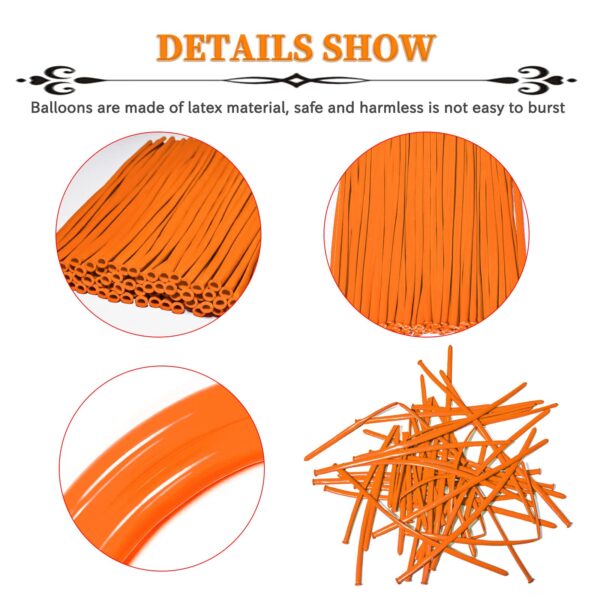 ZBYDNG Orange 260 Long Skinny Twisting Animal Balloons, Rainbow Balloons for Animal Shapes Carnival Festival Party Supplies 100pcs - Image 2