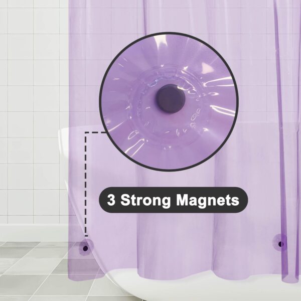 Barossa Design Clear Lavender Long Shower Curtain Liner 78" Height - 3 Magnets & Waterproof Lightweight PEVA Shower Liner for Bath Tub, PVC Free, Metal Grommets, Clear Lavender, 72x78 - Image 3