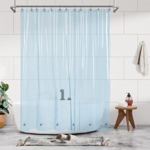 Barossa Design Clear Blue Shower Curtain Liner - PEVA Heavy Duty Shower Liner with 6 Magnets and Metal Grommets, 72" x 72" Waterproof Bathroom Curtains - Clear Blue