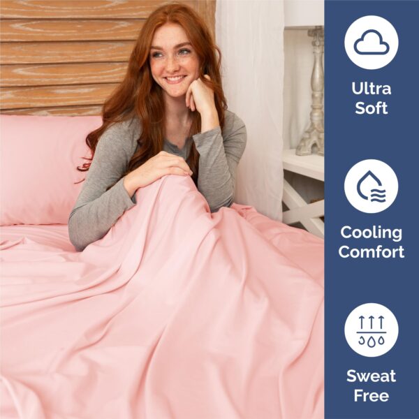 King Size 4 Piece Sheet Set - Comfy Breathable & Cooling Bed Sheets Set - Hotel Luxury Bedding for Women, Men, Kids, Teens, Boys & Girls - Deep Pockets, Ultra-Soft, Wrinkle Free - Oeko-Tex - Baby Pink - Image 4