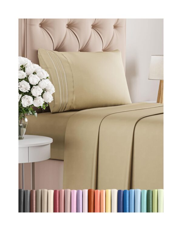 Twin XL Size 3 Piece Sheet Set - Comfy Breathable & Cooling Bed Sheets Set - Hotel Luxury Bedding for Women, Men, Kids, Teens, Boys & Girls - Deep Pockets, Ultra-Soft, Wrinkle Free - Oeko-Tex - Beige